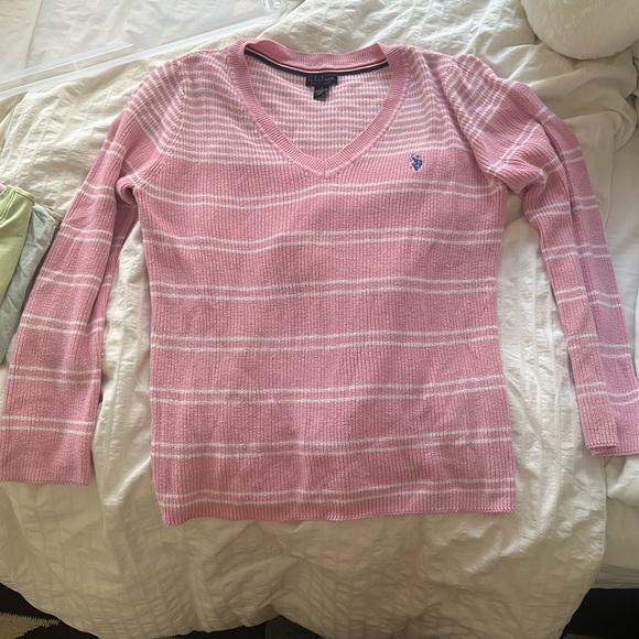 Pink U.S. POLO stripe sweater - Picture 1 of 1